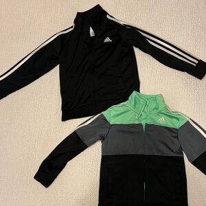 Boys Adidas Black and Green/Grey/Black Track Jackets sizes 5/6